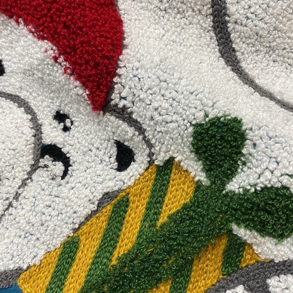 Phantoscope Polar Bear Santa pillow cover SZ 17” sq crewel teal velour backing - Picture 4 of 5